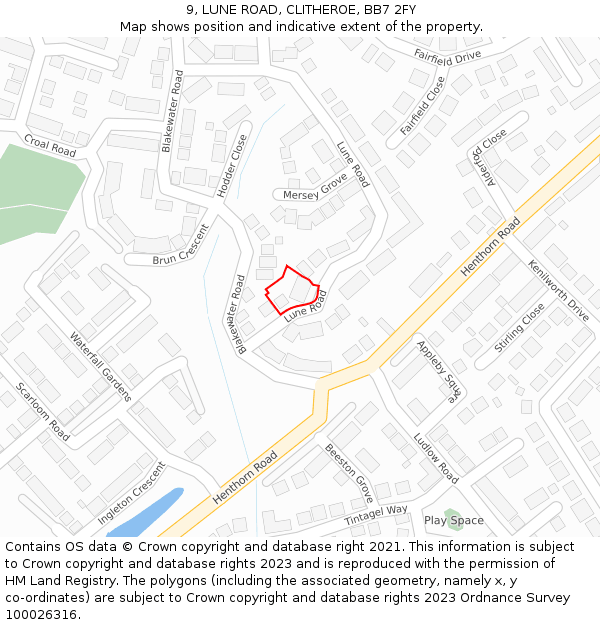 9, LUNE ROAD, CLITHEROE, BB7 2FY: Location map and indicative extent of plot