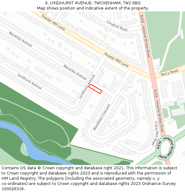 9, LYNDHURST AVENUE, TWICKENHAM, TW2 6BG: Location map and indicative extent of plot