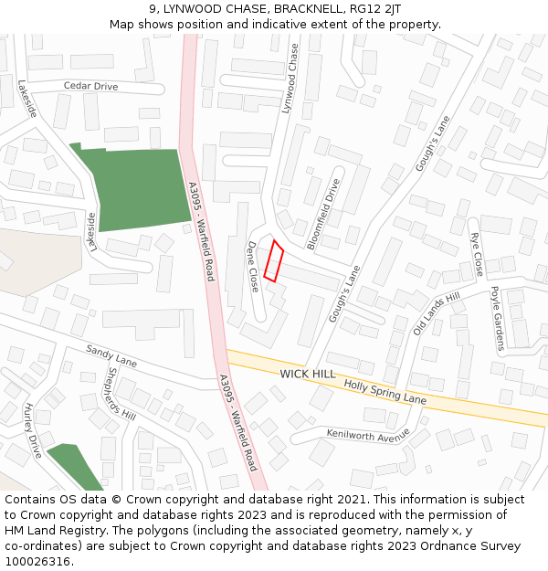 9, LYNWOOD CHASE, BRACKNELL, RG12 2JT: Location map and indicative extent of plot