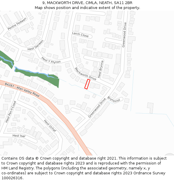 9, MACKWORTH DRIVE, CIMLA, NEATH, SA11 2BR: Location map and indicative extent of plot