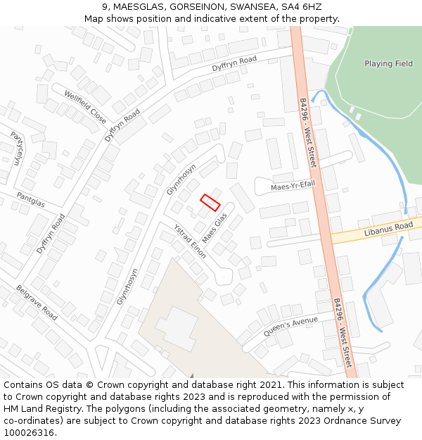 9, MAESGLAS, GORSEINON, SWANSEA, SA4 6HZ: Location map and indicative extent of plot