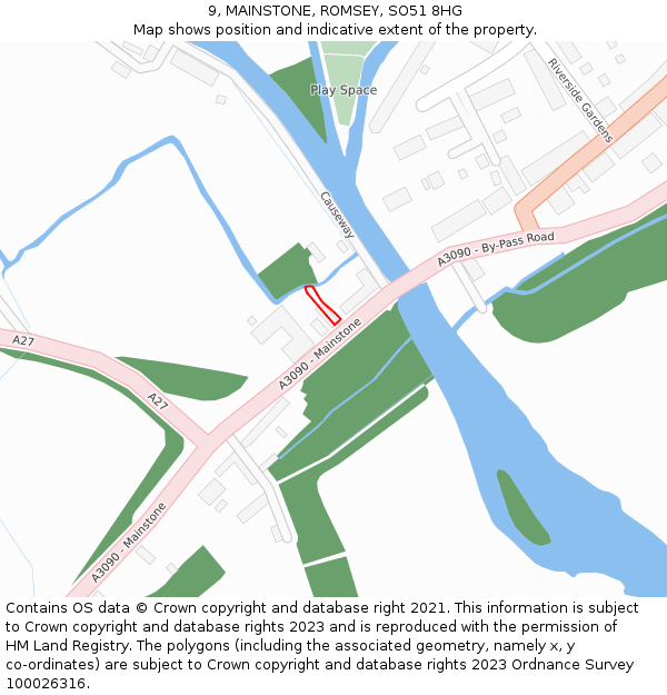 9, MAINSTONE, ROMSEY, SO51 8HG: Location map and indicative extent of plot