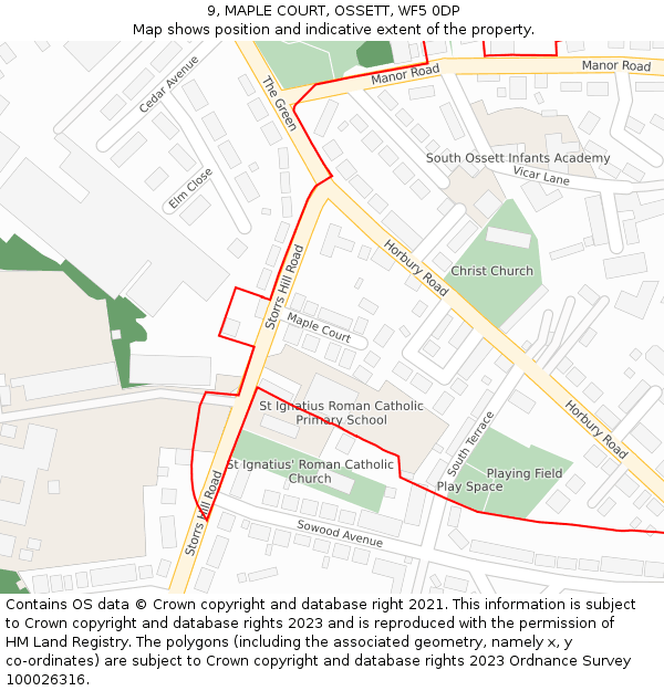 9, MAPLE COURT, OSSETT, WF5 0DP: Location map and indicative extent of plot