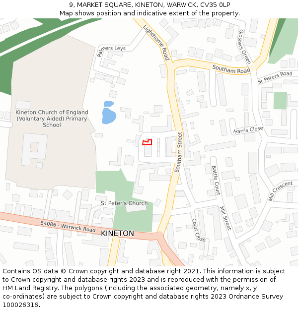 9, MARKET SQUARE, KINETON, WARWICK, CV35 0LP: Location map and indicative extent of plot