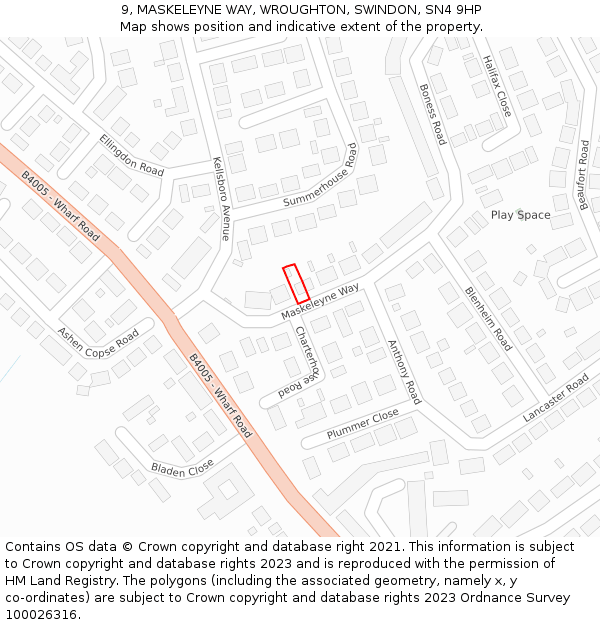 9, MASKELEYNE WAY, WROUGHTON, SWINDON, SN4 9HP: Location map and indicative extent of plot