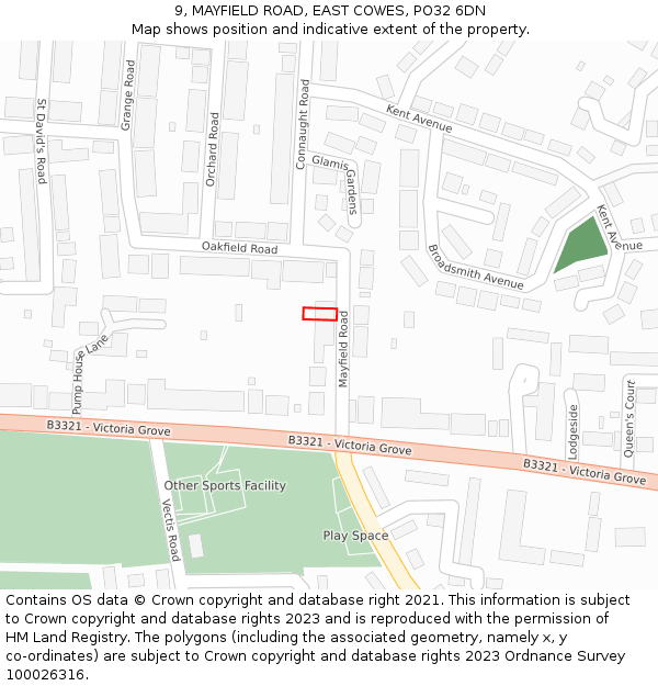 9, MAYFIELD ROAD, EAST COWES, PO32 6DN: Location map and indicative extent of plot