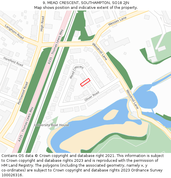 9, MEAD CRESCENT, SOUTHAMPTON, SO18 2JN: Location map and indicative extent of plot