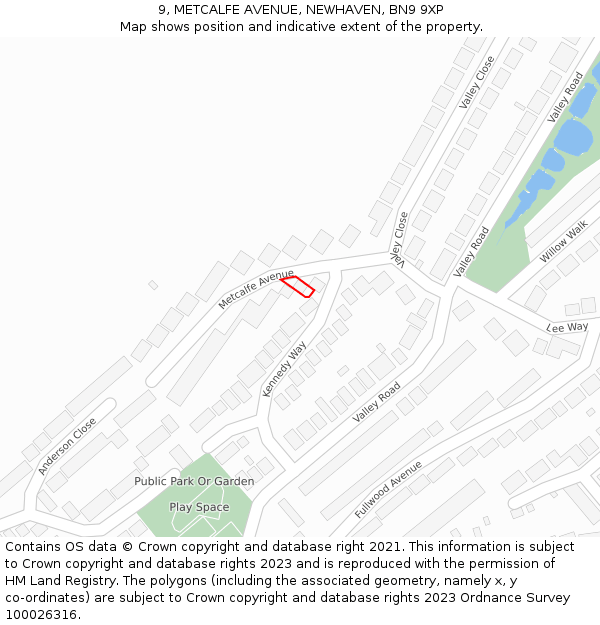 9, METCALFE AVENUE, NEWHAVEN, BN9 9XP: Location map and indicative extent of plot