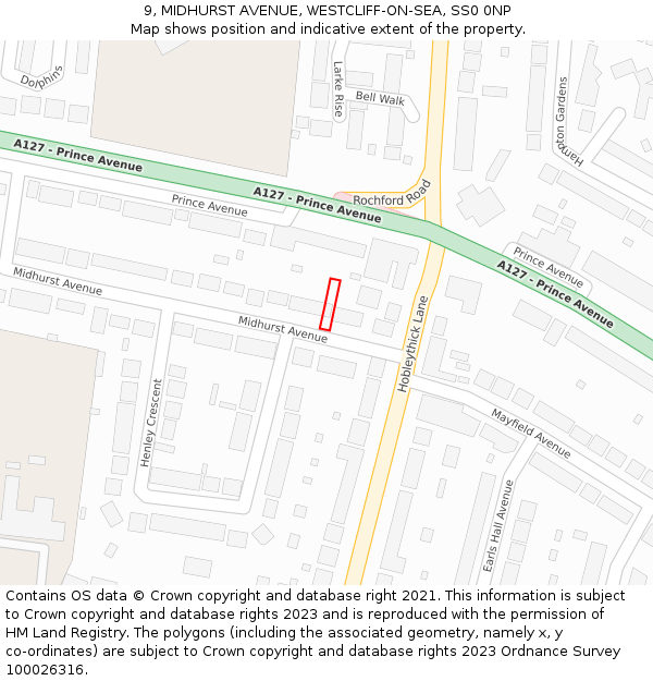 9, MIDHURST AVENUE, WESTCLIFF-ON-SEA, SS0 0NP: Location map and indicative extent of plot