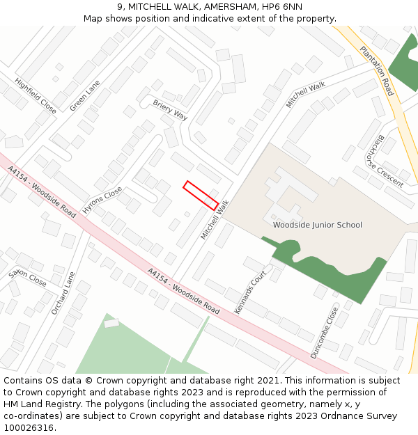 9, MITCHELL WALK, AMERSHAM, HP6 6NN: Location map and indicative extent of plot