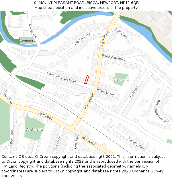 9, MOUNT PLEASANT ROAD, RISCA, NEWPORT, NP11 6QB: Location map and indicative extent of plot