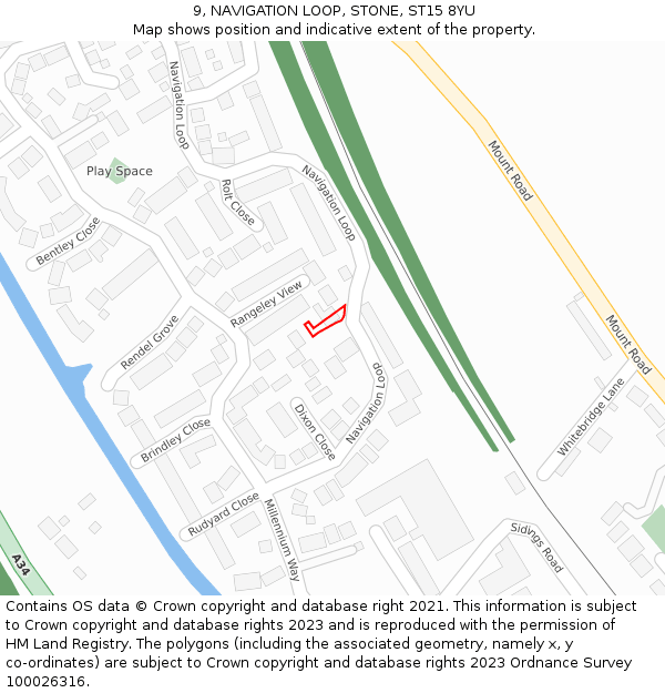 9, NAVIGATION LOOP, STONE, ST15 8YU: Location map and indicative extent of plot