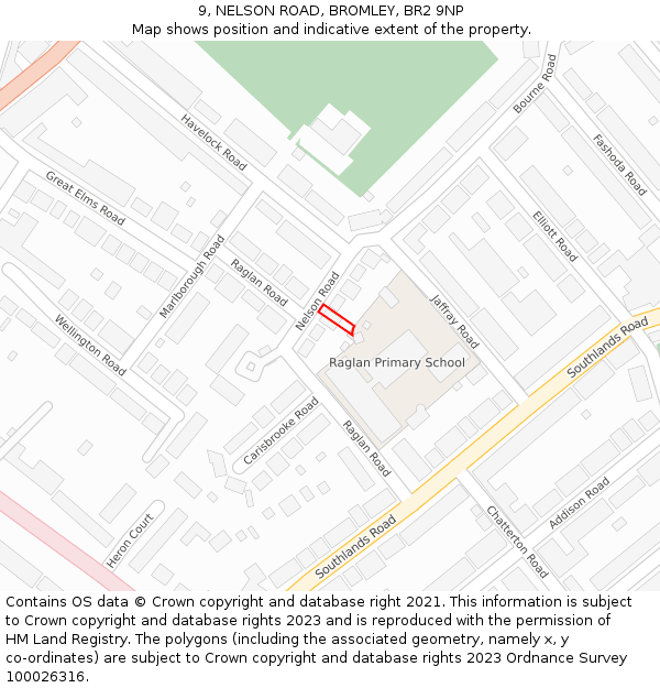 9, NELSON ROAD, BROMLEY, BR2 9NP: Location map and indicative extent of plot