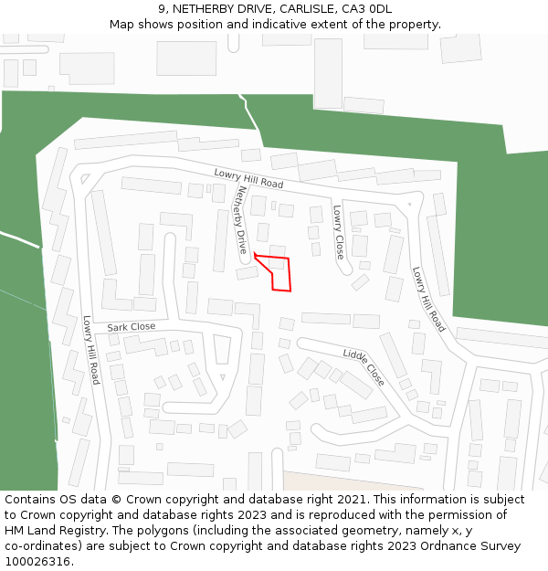 9, NETHERBY DRIVE, CARLISLE, CA3 0DL: Location map and indicative extent of plot