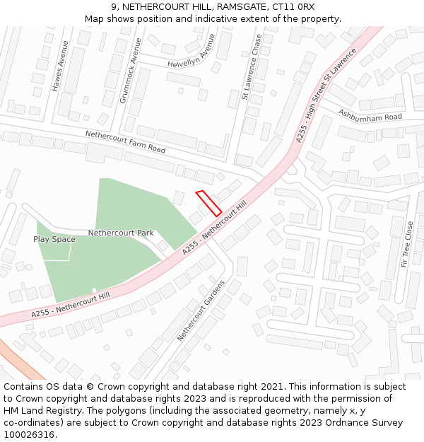 9, NETHERCOURT HILL, RAMSGATE, CT11 0RX: Location map and indicative extent of plot