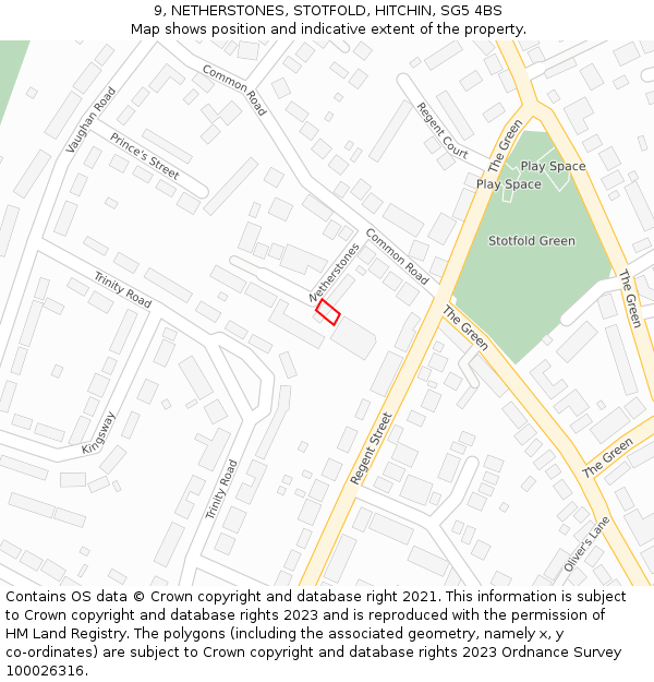 9, NETHERSTONES, STOTFOLD, HITCHIN, SG5 4BS: Location map and indicative extent of plot