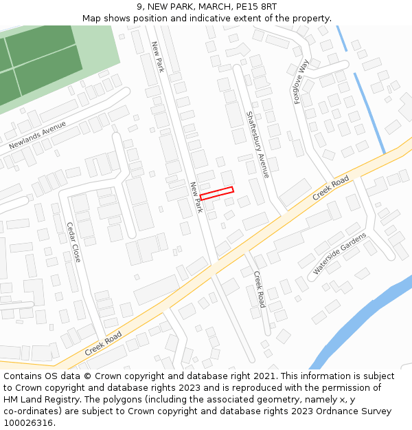 9, NEW PARK, MARCH, PE15 8RT: Location map and indicative extent of plot