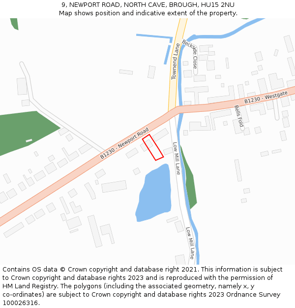 9, NEWPORT ROAD, NORTH CAVE, BROUGH, HU15 2NU: Location map and indicative extent of plot