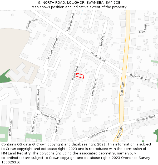 9, NORTH ROAD, LOUGHOR, SWANSEA, SA4 6QE: Location map and indicative extent of plot