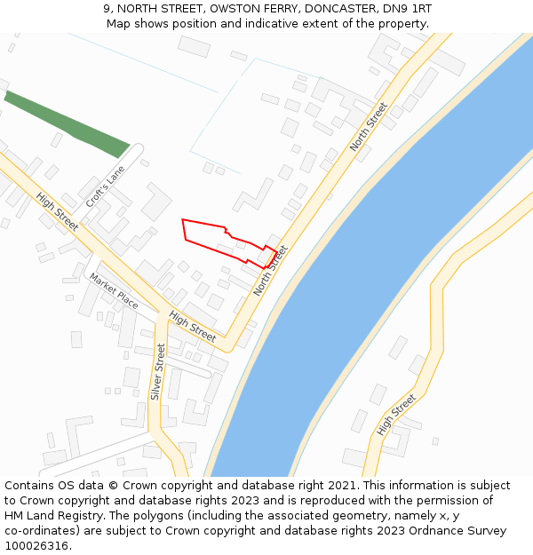 9, NORTH STREET, OWSTON FERRY, DONCASTER, DN9 1RT: Location map and indicative extent of plot