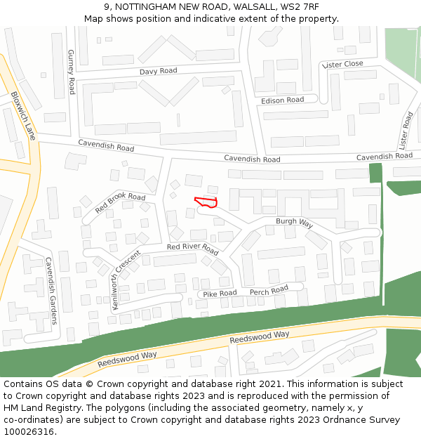 9, NOTTINGHAM NEW ROAD, WALSALL, WS2 7RF: Location map and indicative extent of plot