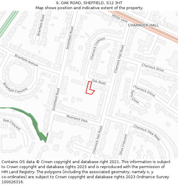 9, OAK ROAD, SHEFFIELD, S12 3HT: Location map and indicative extent of plot