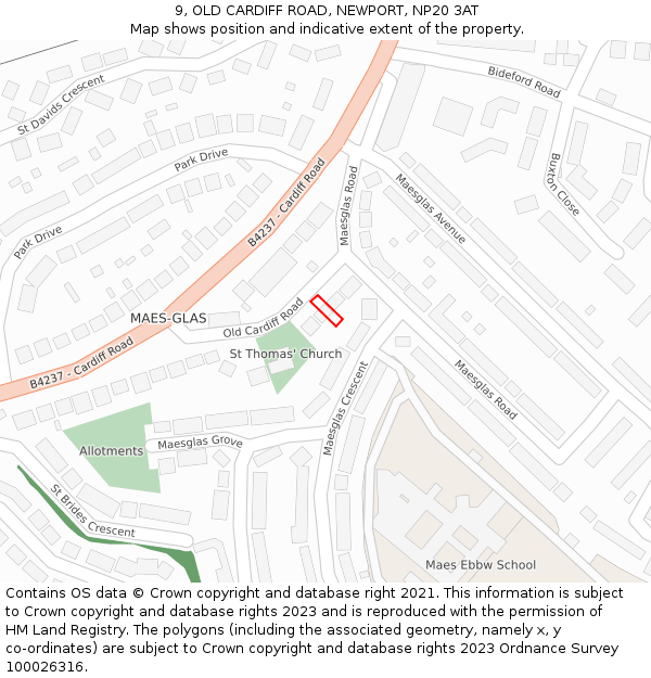 9, OLD CARDIFF ROAD, NEWPORT, NP20 3AT: Location map and indicative extent of plot