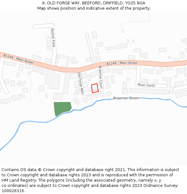 9, OLD FORGE WAY, BEEFORD, DRIFFIELD, YO25 8GA: Location map and indicative extent of plot