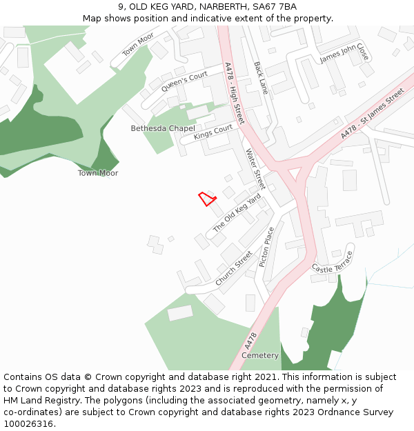 9, OLD KEG YARD, NARBERTH, SA67 7BA: Location map and indicative extent of plot
