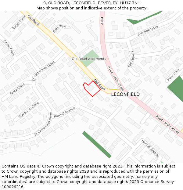 9, OLD ROAD, LECONFIELD, BEVERLEY, HU17 7NH: Location map and indicative extent of plot