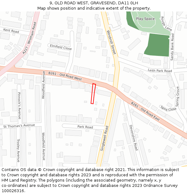 9, OLD ROAD WEST, GRAVESEND, DA11 0LH: Location map and indicative extent of plot