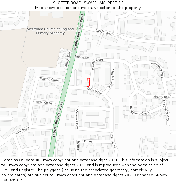 9, OTTER ROAD, SWAFFHAM, PE37 8JE: Location map and indicative extent of plot