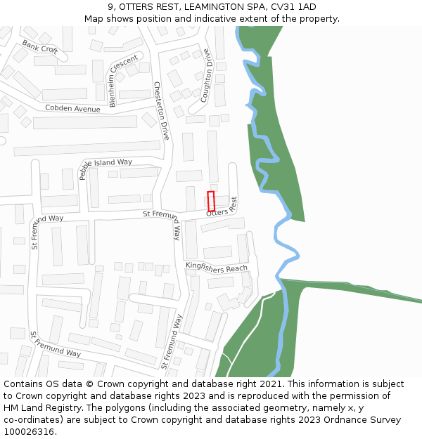 9, OTTERS REST, LEAMINGTON SPA, CV31 1AD: Location map and indicative extent of plot