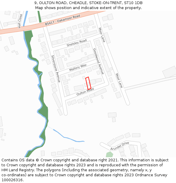 9, OULTON ROAD, CHEADLE, STOKE-ON-TRENT, ST10 1DB: Location map and indicative extent of plot