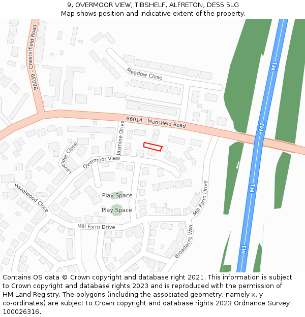 9, OVERMOOR VIEW, TIBSHELF, ALFRETON, DE55 5LG: Location map and indicative extent of plot