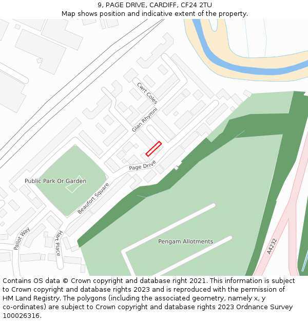 9, PAGE DRIVE, CARDIFF, CF24 2TU: Location map and indicative extent of plot