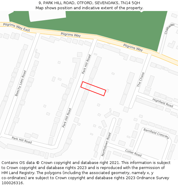 9, PARK HILL ROAD, OTFORD, SEVENOAKS, TN14 5QH: Location map and indicative extent of plot