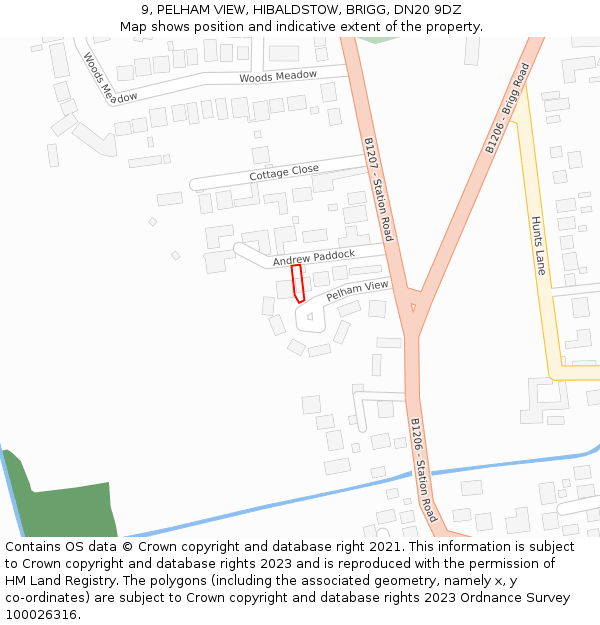 9, PELHAM VIEW, HIBALDSTOW, BRIGG, DN20 9DZ: Location map and indicative extent of plot