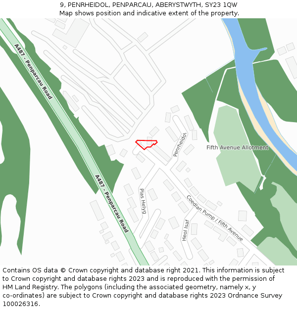9, PENRHEIDOL, PENPARCAU, ABERYSTWYTH, SY23 1QW: Location map and indicative extent of plot