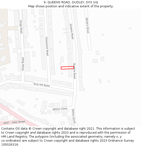 9, QUEENS ROAD, DUDLEY, DY3 1HJ: Location map and indicative extent of plot