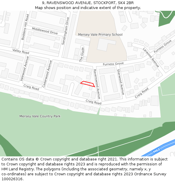 9, RAVENSWOOD AVENUE, STOCKPORT, SK4 2BR: Location map and indicative extent of plot