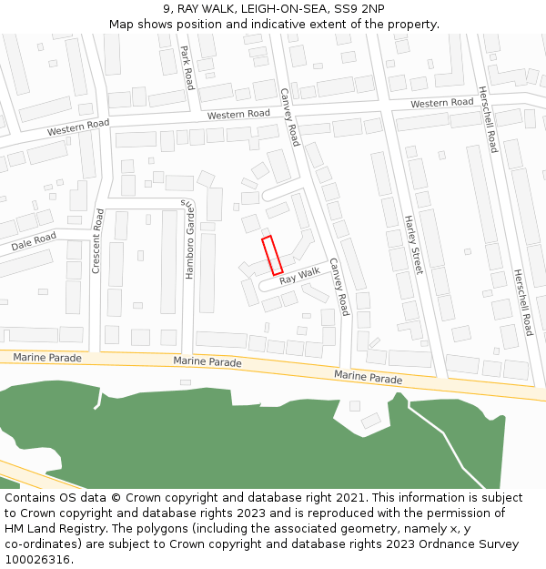 9, RAY WALK, LEIGH-ON-SEA, SS9 2NP: Location map and indicative extent of plot