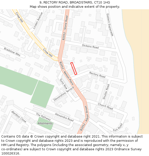 9, RECTORY ROAD, BROADSTAIRS, CT10 1HG: Location map and indicative extent of plot