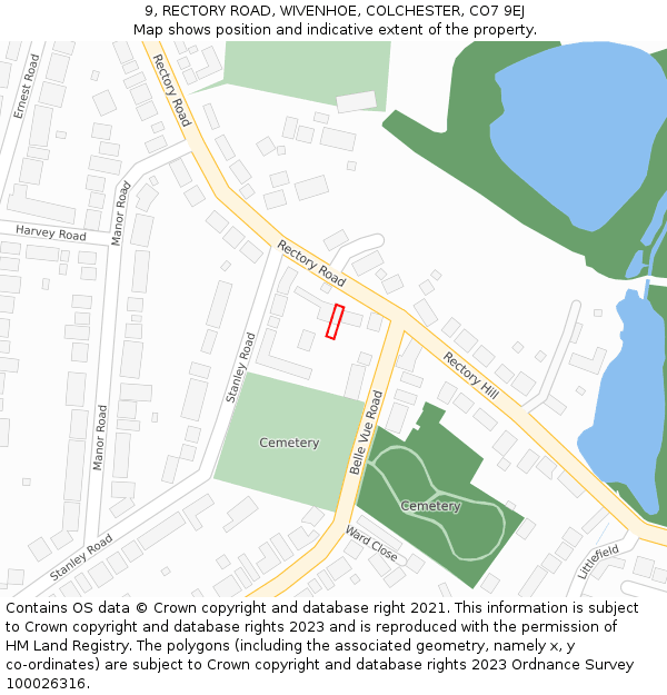 9, RECTORY ROAD, WIVENHOE, COLCHESTER, CO7 9EJ: Location map and indicative extent of plot