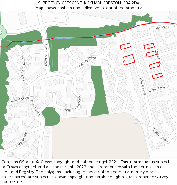 9, REGENCY CRESCENT, KIRKHAM, PRESTON, PR4 2DX: Location map and indicative extent of plot