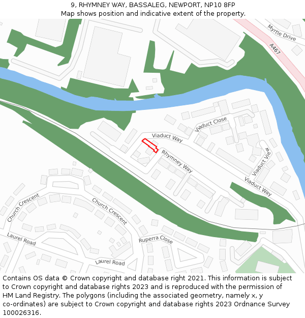 9, RHYMNEY WAY, BASSALEG, NEWPORT, NP10 8FP: Location map and indicative extent of plot