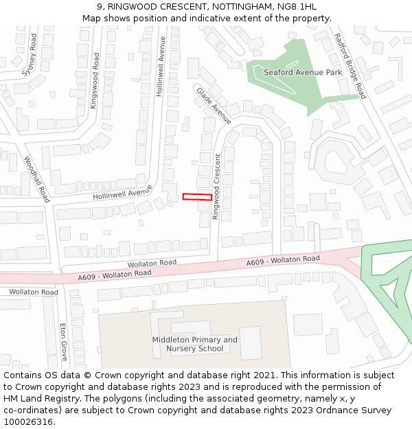 9, RINGWOOD CRESCENT, NOTTINGHAM, NG8 1HL: Location map and indicative extent of plot