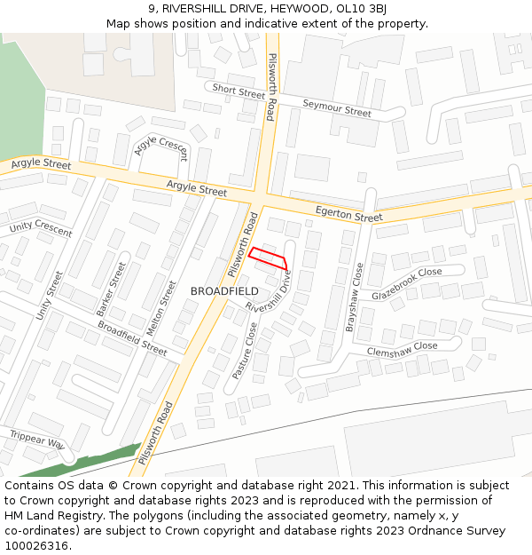 9, RIVERSHILL DRIVE, HEYWOOD, OL10 3BJ: Location map and indicative extent of plot