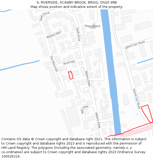 9, RIVERSIDE, SCAWBY BROOK, BRIGG, DN20 9RB: Location map and indicative extent of plot