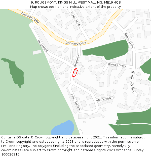 9, ROUGEMONT, KINGS HILL, WEST MALLING, ME19 4QB: Location map and indicative extent of plot